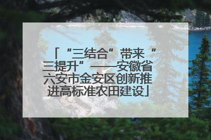 “三结合”带来“三提升”——安徽省六安市金安区创新推进高标准农田建设