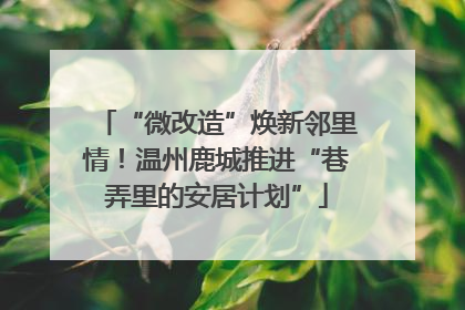 “微改造”焕新邻里情！温州鹿城推进“巷弄里的安居计划”