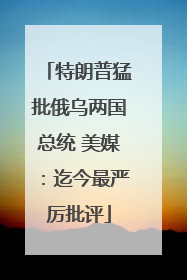 特朗普猛批俄乌两国总统 美媒：迄今最严厉批评