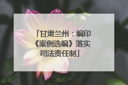 甘肃兰州：编印《案例选编》落实司法责任制