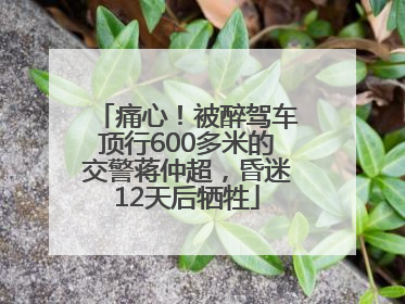 痛心！被醉驾车顶行600多米的交警蒋仲超，昏迷12天后牺牲