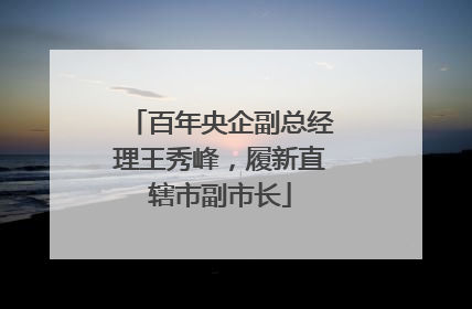 百年央企副总经理王秀峰，履新直辖市副市长