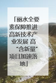 丽水全要素保障推进高新技术产业发展 高“含新量”项目加速落地