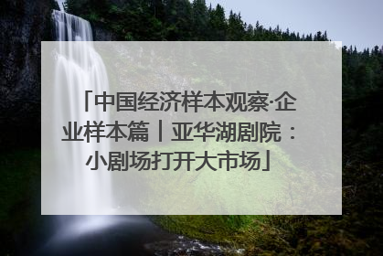 中国经济样本观察·企业样本篇︱亚华湖剧院：小剧场打开大市场