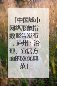 中国城市网络形象指数报告发布，泸州：治理、宜居方面的双优典范