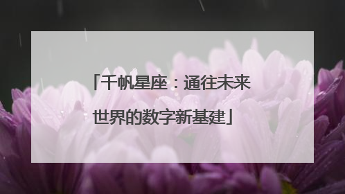 千帆星座：通往未来世界的数字新基建
