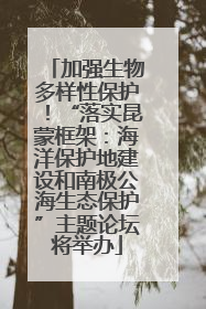 加强生物多样性保护！“落实昆蒙框架：海洋保护地建设和南极公海生态保护”主题论坛将举办