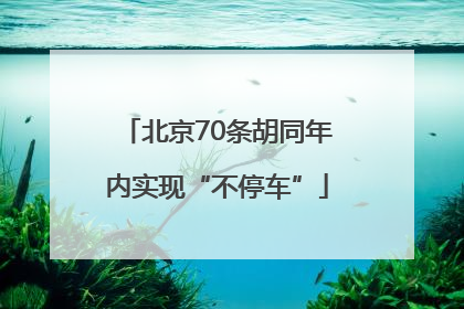 北京70条胡同年内实现“不停车”