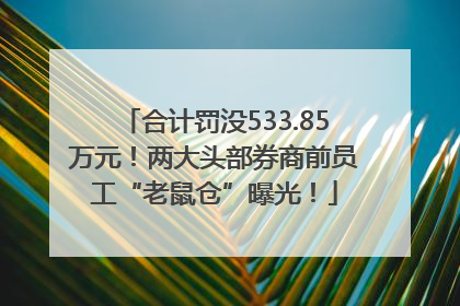 合计罚没533.85万元！两大头部券商前员工“老鼠仓”曝光！