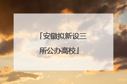 安徽拟新设三所公办高校