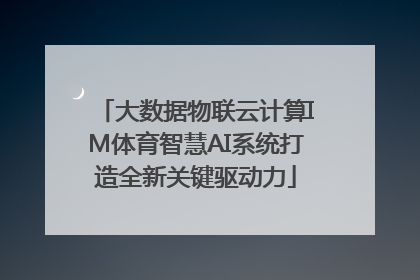 大数据物联云计算IM体育智慧AI系统打造全新关键驱动力
