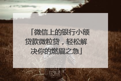 微信上的银行小额贷款微粒贷，轻松解决你的燃眉之急