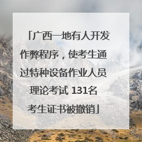 广西一地有人开发作弊程序，使考生通过特种设备作业人员理论考试 131名考生证书被撤销