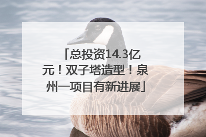 总投资14.3亿元！双子塔造型！泉州一项目有新进展