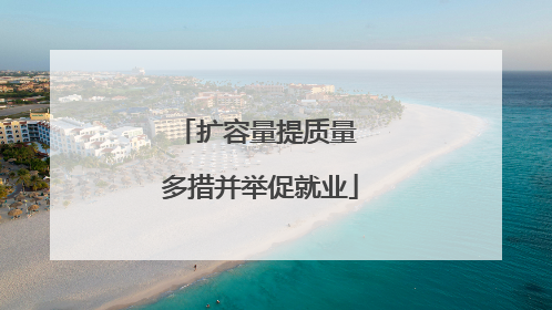 扩容量提质量 多措并举促就业