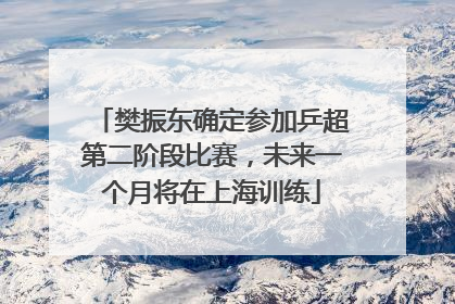 樊振东确定参加乒超第二阶段比赛，未来一个月将在上海训练