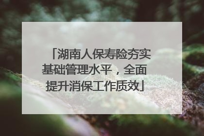 湖南人保寿险夯实基础管理水平，全面提升消保工作质效