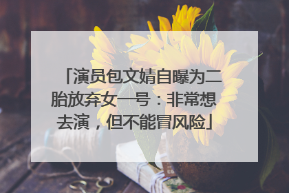 演员包文婧自曝为二胎放弃女一号：非常想去演，但不能冒风险