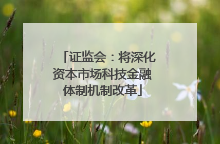 证监会：将深化资本市场科技金融体制机制改革