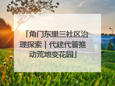 角门东里三社区治理探索｜代建代管推动荒地变花园