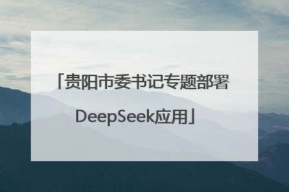 贵阳市委书记专题部署DeepSeek应用