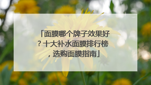 面膜哪个牌子效果好？十大补水面膜排行榜，选购面膜指南