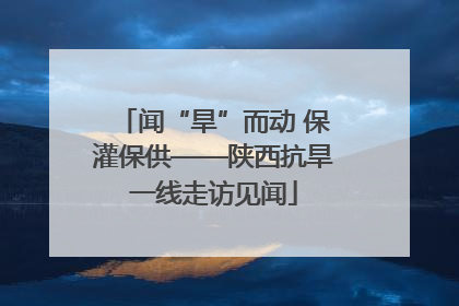 闻“旱”而动 保灌保供——陕西抗旱一线走访见闻
